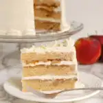 apple upside down layer cake with maple butterleceam