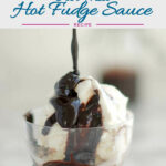 a pinterest image for port wine hot fudge sauce with text overlay.
