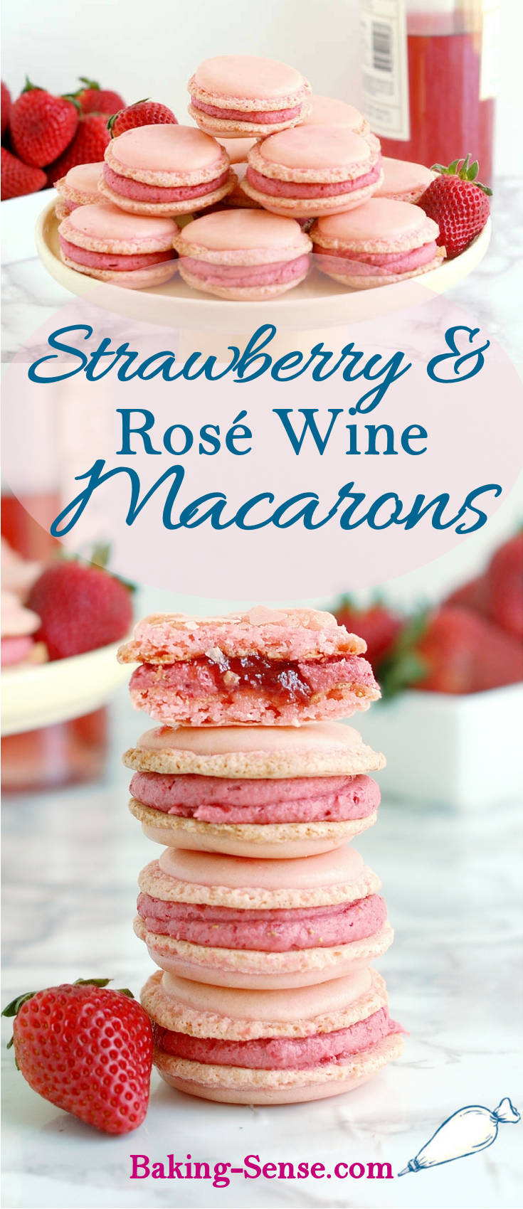Strawberry & Rosé Wine Macarons - With Video - Baking Sense®