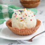 a pinterest image for homemade ice cream cone bowls with text overlay.