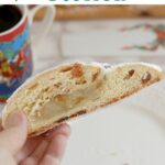 a pinterest image for almond stollen with text overlay.