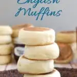 a pinterest image for sourdough english muffins