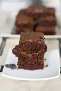 a stack of sourdough brownies