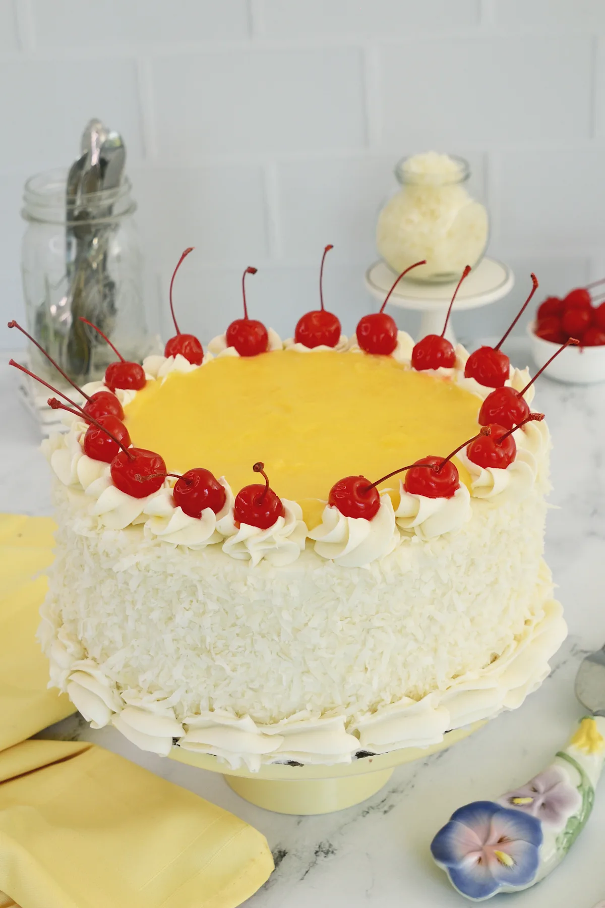 Piña Colada Cake with Buttercream Pineapples