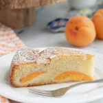 a pinterest image for apricot cake with text overlay.