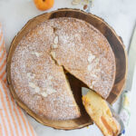 a pinterest image for apricot cake with text overlay,