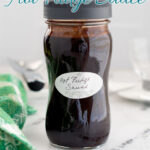 a pinterest image for hot fudge sauce with text overlay.