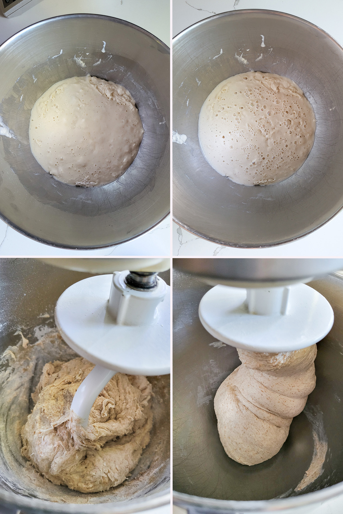 whole wheat pita dough in a mixing bowl.
