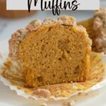 a pinterest image for pumpkin muffins with text overlay.