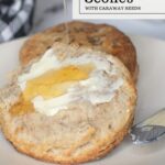 a pinterest image for rye scones with text overlay.