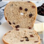 a pinterest image for cinnamon raisin bagel recipe with text overlay.