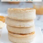 a pinterest image for sourdough crumpets with text overlay.